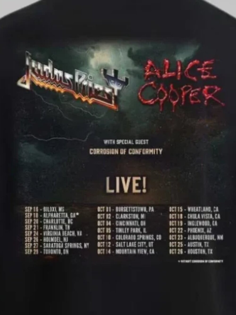 JUDAS PRIEST and ALICE COOPER – Live North America 2025 – Rock Tour Shirt - Picture 3 of 6
